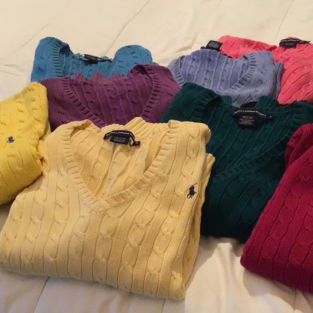 Ralph Lauren sport hundred percent cotton V-neck sweaters